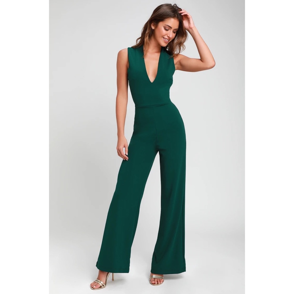 Lulus Green Thinking Out Loud Jumpsuit, like new!